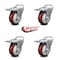 Service Caster 4 Inch Maroon Polyurethane Swivel Bolt Hole Caster Set with Total Lock Brake SCC SCC-BHTTL20S414-PPUB-MRN-4 - alternate 3